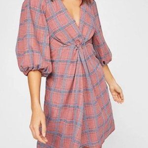 Free people pink plaid dress